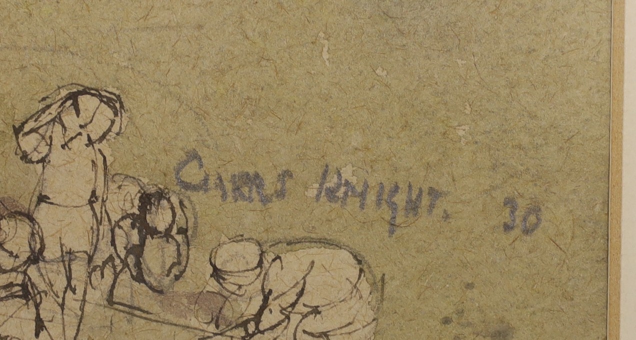 Charles Knight (1901-1990), pencil and watercolour, House and stone bridge, signed and dated '30, 24 x 36cm